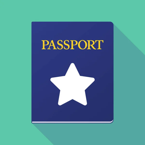Long shadow passport with a star — Stock Vector