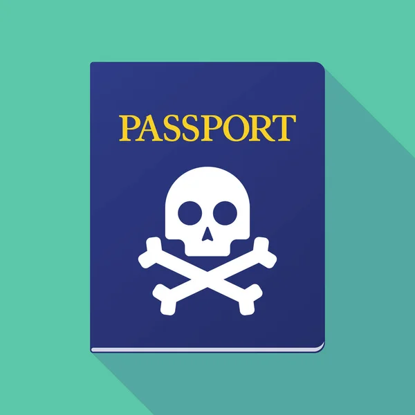 Long shadow passport with a skull — Stock Vector