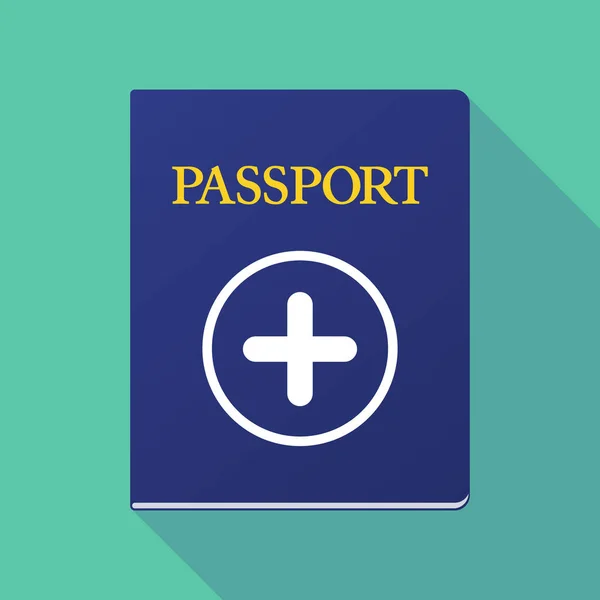 Pasaporte de sombra larga con un signo de suma — Vector de stock