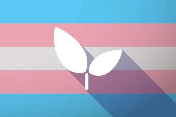 Lange schaduw transgender vlag met een plant — Stockvector