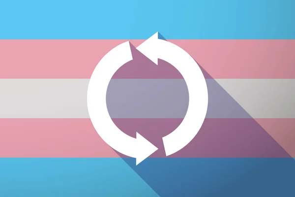 Långa skugga transpersoner flagga med en runda återvinna tecken — Stock vektor