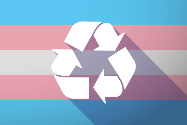 Långa skugga transpersoner flagga med återvinning logga — Stock vektor