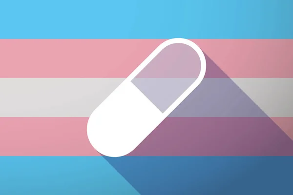Длинный теневой трансгендерный флаг с таблеткой — стоковый вектор
