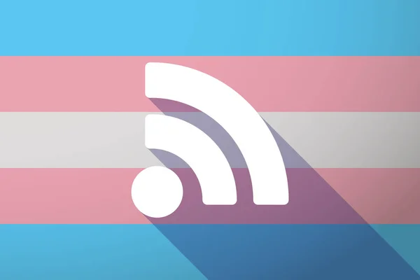 Bandera larga sombra transgénero con un signo RSS — Archivo Imágenes Vectoriales