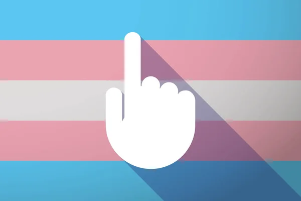 Långa skugga transpersoner flagga med en pekande hand — Stock vektor