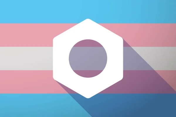 Larga sombra bandera transgénero con una nuez — Archivo Imágenes Vectoriales