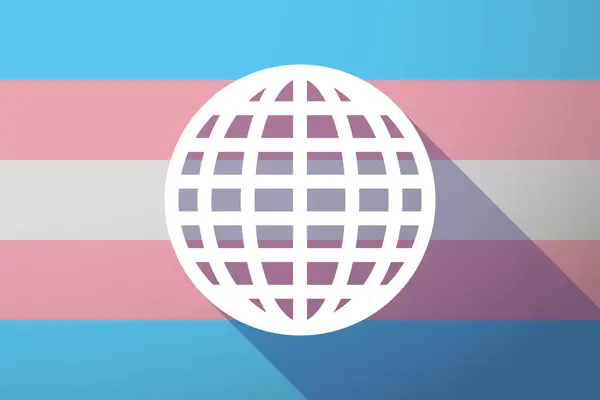 Bandera larga sombra transgénero con un mundo — Archivo Imágenes Vectoriales