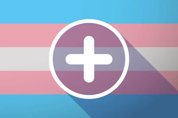 Långa skugga transpersoner flagga med en summa logga — Stock vektor