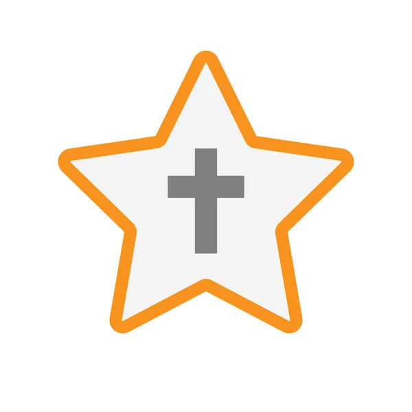 Geïsoleerde ster met een christelijk kruis — Stockvector