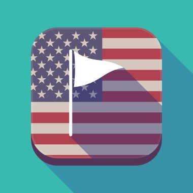 Uzun gölge ABD app düğmesi ile bir golf bayrak