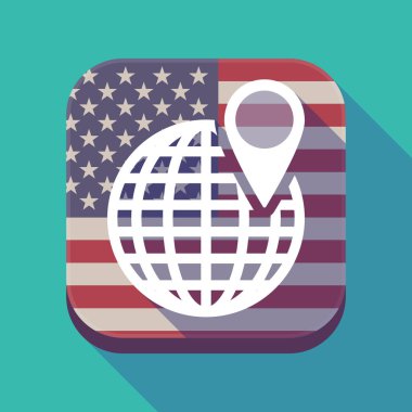 Uzun gölge ABD app düğmesini dünya Küre