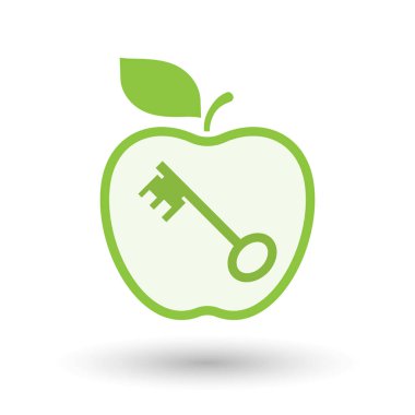 İzole elma ile bir vintage anahtar