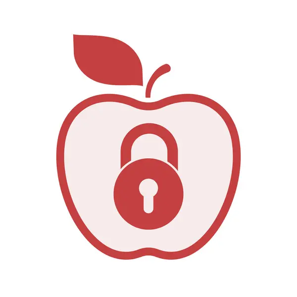 Geïsoleerde apple met een gesloten slot zeem — Stockvector