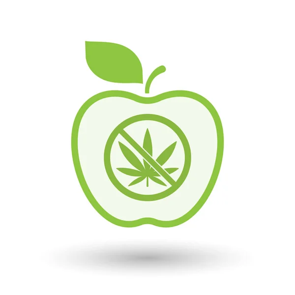 Isolated apple with  a marijuana leaf  in a not allowed signal — Stock Vector