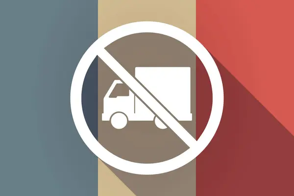 Ombre longue drapeau de la France avec un camion de livraison dans un interdit — Image vectorielle