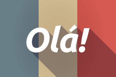 Fransa bayrağı Hello metnini ile uzun gölge! Portekizce 