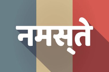 Uzun gölge Hintçe langua Hello metnini ile Fransa bayrağı