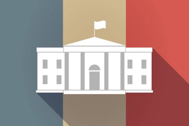 Fransa bayrağı ile Beyaz Saray Binası uzun gölge