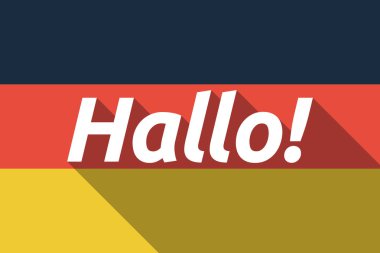 Uzun Almanya bayrağı Hello metnini ile gölge! Alman lan