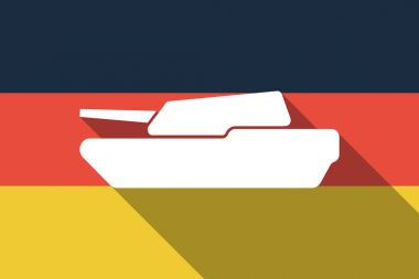 Uzun bir savaş tankıyla gölge Almanya bayrağı