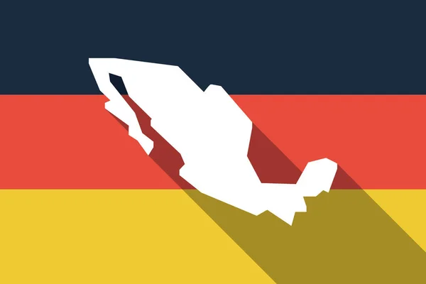 Langer Schatten Deutschland Flagge mit einer Karte von Mexiko — Stockvektor