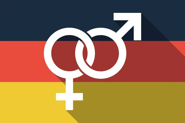 Långa skugga Tyskland flagga med en interlaced kvinna en manlig sexu — Stock vektor