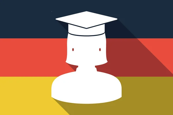 Ombre longue drapeau d'Allemagne avec une étudiante diplômée — Image vectorielle