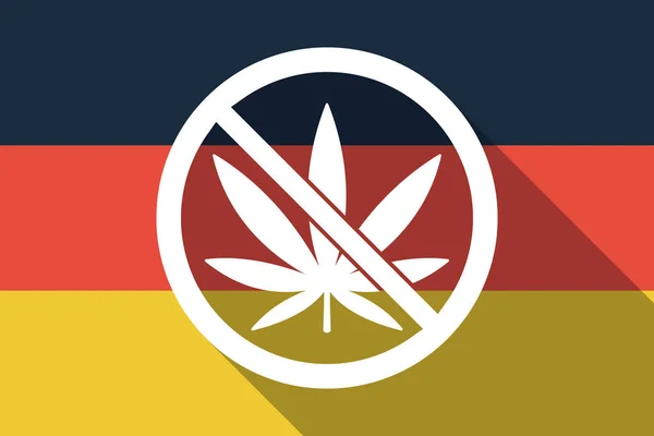 长阴影德国国旗与大麻叶在一个不允许 — 图库矢量图片
