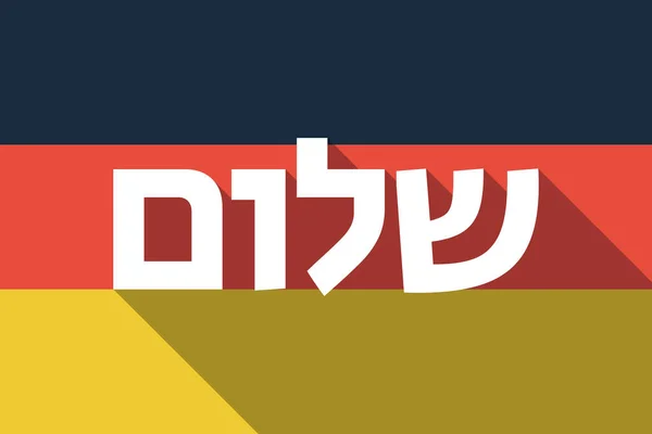 Långa skugga Tyskland flagga med texten Hello i hebreiska lang — Stock vektor