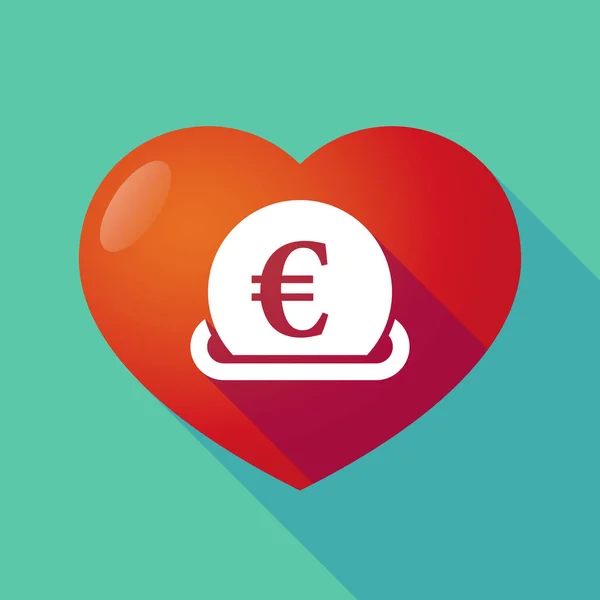 Inima umbră lungă cu o bancnotă euro — Vector de stoc