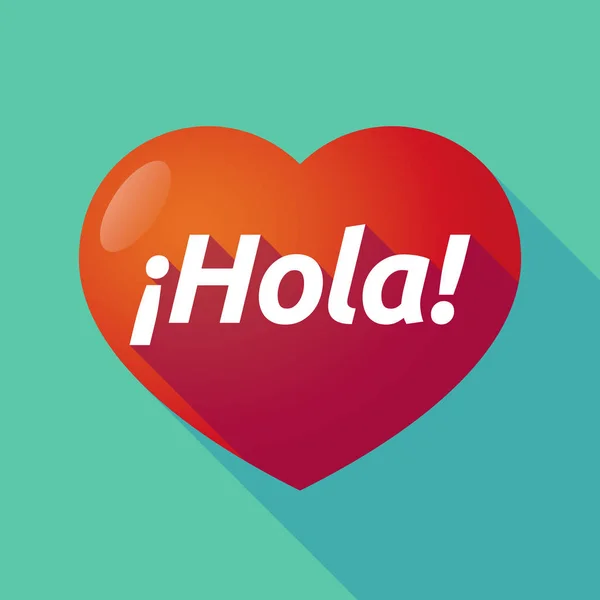 Largo corazón de sombra con el texto Hello! en español — Vector de stock