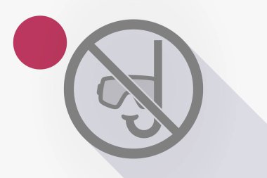 Uzun bir dalış gözlük ve bir şnorkel ile gölge Japonya bayrağı 