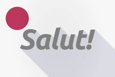 Uzun Japonya bayrağı Hello metnini ile gölge! Fransız langu