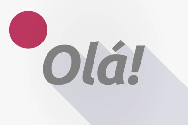 Uzun Japonya bayrağı Hello metnini ile gölge! Portekizce l