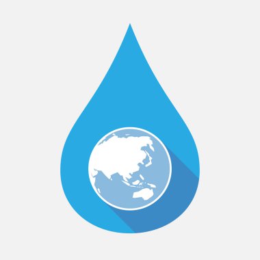 İzole su damla bir Asya Pasifik Dünya harita ile