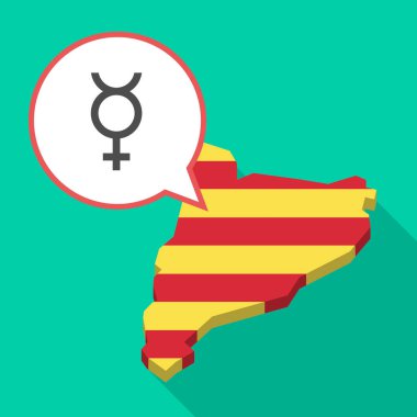Uzun gölge Catalonia harita Merkür gezegeni simgesiyle