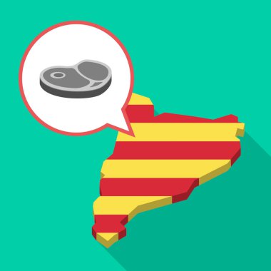 Uzun bir biftek simgesi ile gölge Catalonia harita