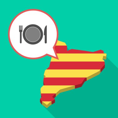 Uzun bir yemek, bıçak ve çatal simgesi ile gölge Catalonia harita