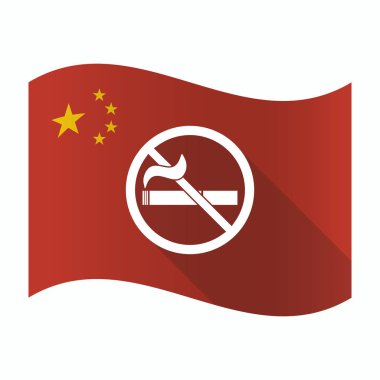 Bir Sigara İçilmez işareti ile Çin bayrağı sallayarak