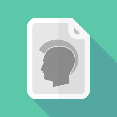 Bir erkek punk baş siluet uzun gölge belgeyle