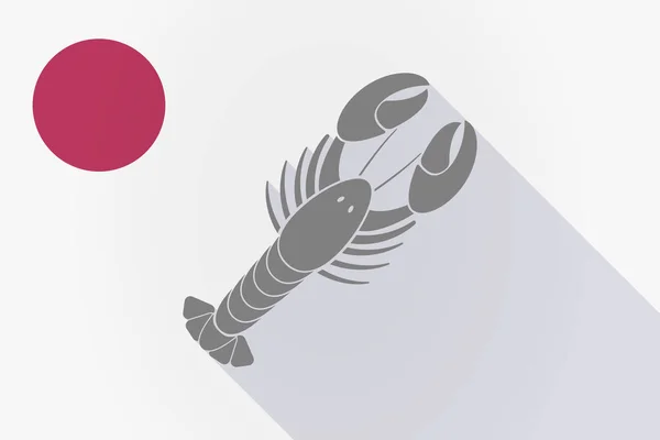 Long shadow Japan flag with a lobster seafood — Stock Vector