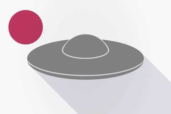 Langer Schatten japanische Flagge mit einer fliegenden Untertasse Ufo — Stockvektor