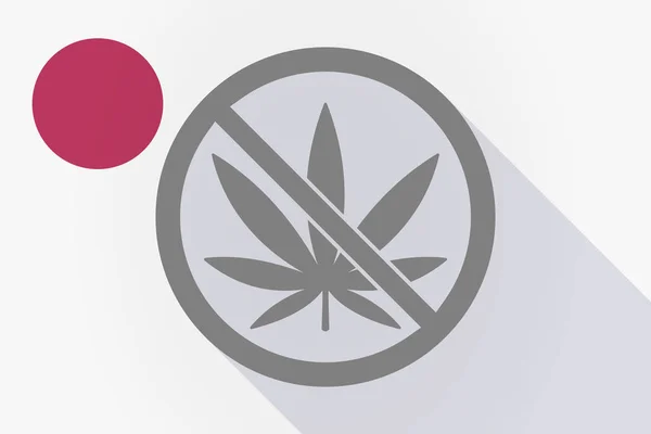 Длинный теневой флаг Японии с листьями марихуаны в не допускается — стоковый вектор