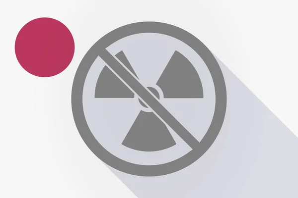 Uzun gölge Japonya bayrağı bir radyoaktivite ile imzalamak bir değil allo — Stok Vektör