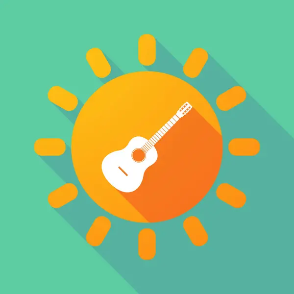 Dlouhý stín slunce s šest smyčcových akustická kytara — Stockový vektor