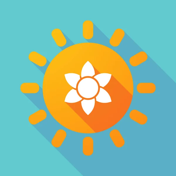 Ombre longue Soleil avec une fleur de lotus — Image vectorielle