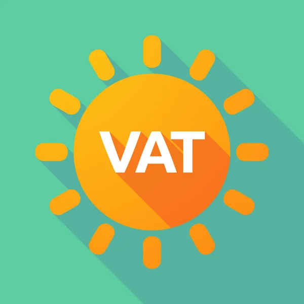 Sombra larga Sun con el acrónimo de IVA del impuesto sobre el valor añadido — Vector de stock