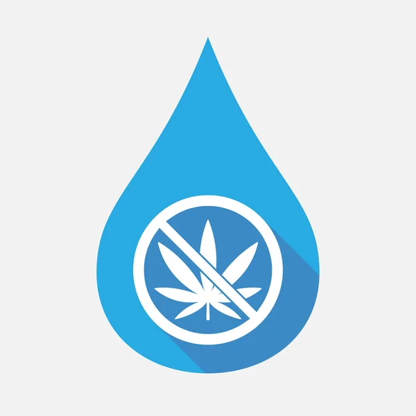 Isolated water drop with  a marijuana leaf  in a not allowed sig — Stock Vector