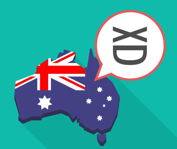 笑いテキスト顔長い影オーストラリア地図 — ストックベクタ