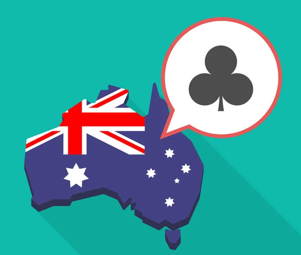 Mapa de Australia de sombra larga con el Club poker naipe si — Vector de stock